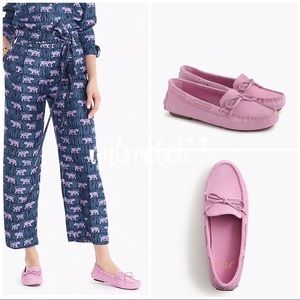 J Crew Peony Driving Moccasins In Suede 